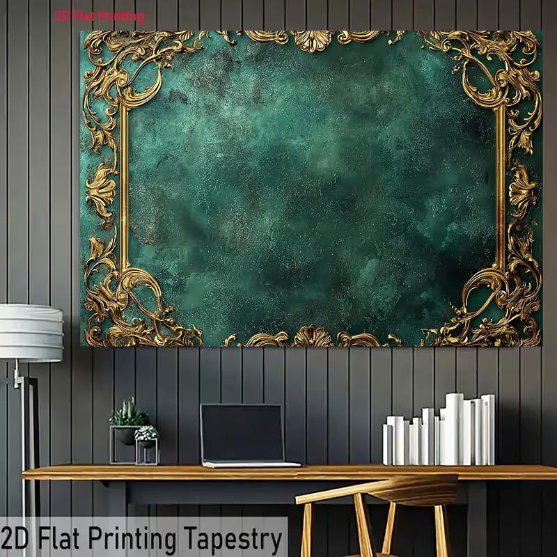 2D Luxury European Ornate Golden Scroll Backdrop Studio Portrait Decor Background Cloth