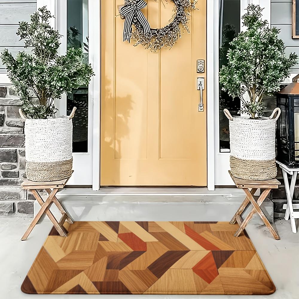 Modern Geometric Wood Grain Doormat for Home Decor Stylish Entryway Entrance Mat Durable Utility Rug Indoor Outdoor Use 40x60cm