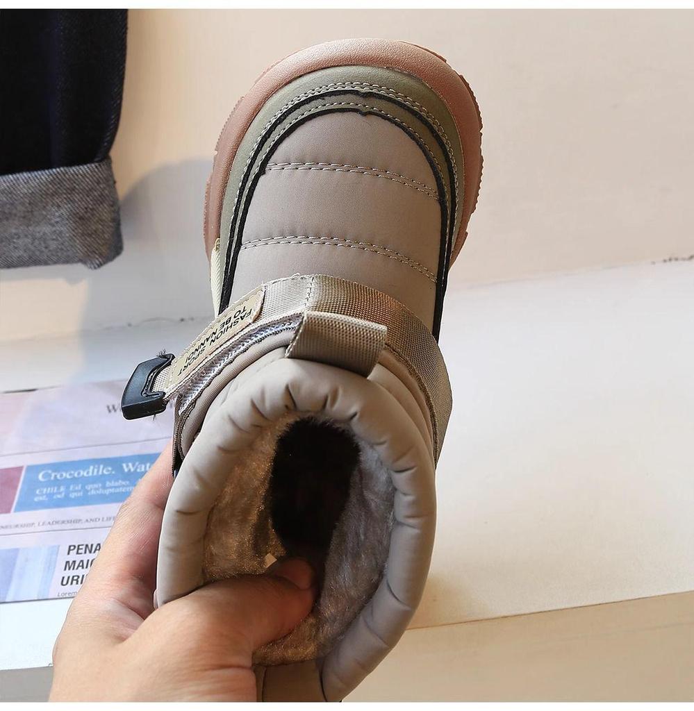 Kinder-Schneestiefel im koreanischen Stil: Winter-Sneaker mit weichen Sohlen, Plus Samt, dicke Baumwolle für Kleinkinder