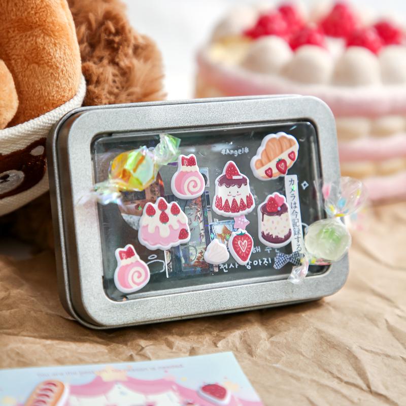 4 Style Stickers Kawaii Dessert Shop Foam Flat Journal Sticker Stationery Supplies Aesthetic DIY Cup Photo Frame Decorative
