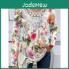 Yyfs Spring Womens Fashion Casual Fall Flower Pattern Print Long Sleeve O Neck Blouses Shirts