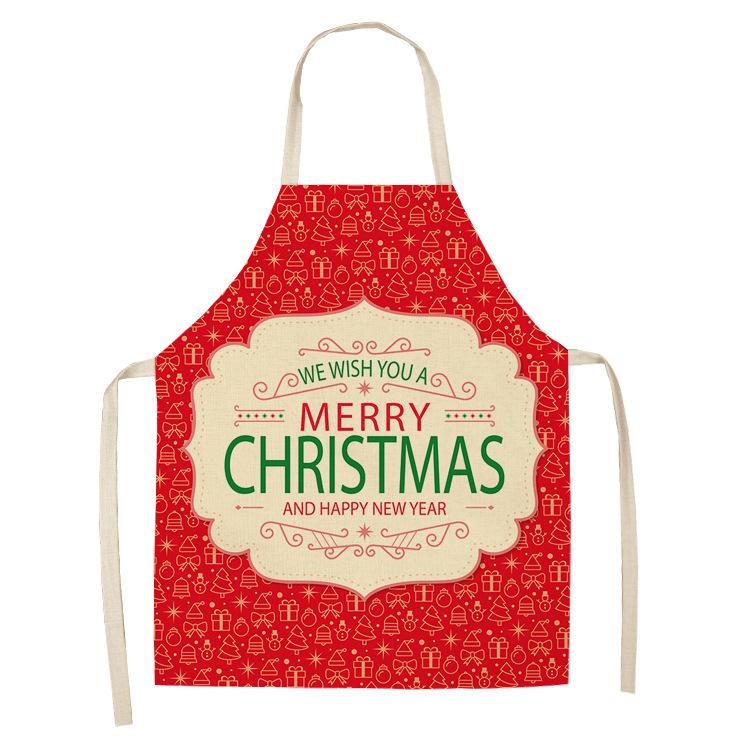 New cartoon Christmas sleeveless printing sleeveless apron home waterproof kitchen dust protection