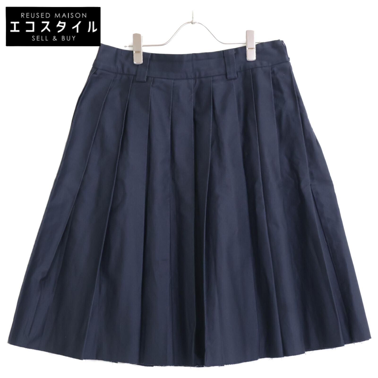 

MIUMIU 2010 MG1781 Navy Logo Embroidered Pleated Chino Skirt skirt 40 NavyUsed