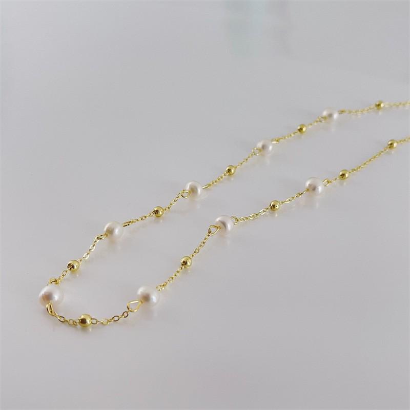 Gypsophila Gold Pearl 14K Gold-Plated Clavicle Necklace with Natural Freshwater Pearls