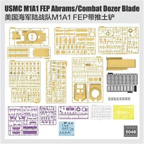 Ryefield Models 1/35 Scale US Marine Corps M1A1 FEP Abrams with Dozer Blade Plastic Model Kit RFM5048