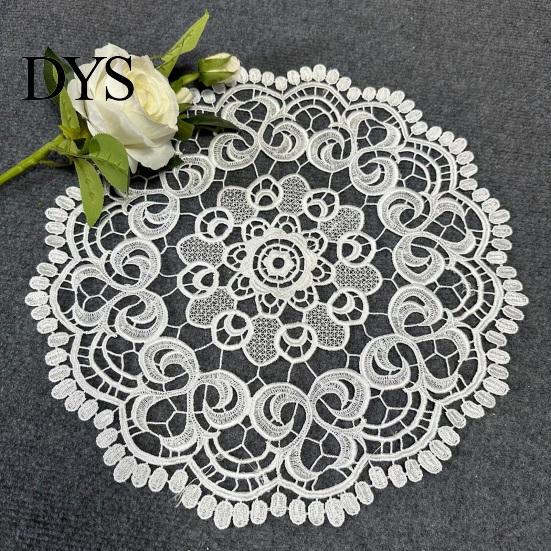 Elegant Table Decor White Lace Placemat, Round Oval Vintage Doily, Embroidered Placemat Mold-resistant Coaster for Cup Vase Dining Wedding Party