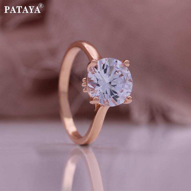 

Кольцо PATAYA из розового золота с инкрустацией из белого искусственного циркона 9 мм для женщин 7 белый