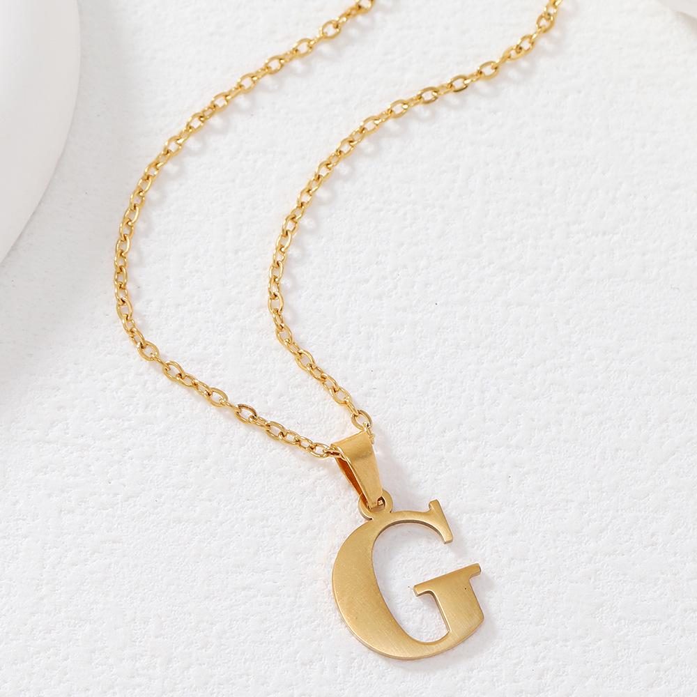 Polished Stainless Steel Alphabet Necklace - Women's Daily Wear Clavicle Chain
