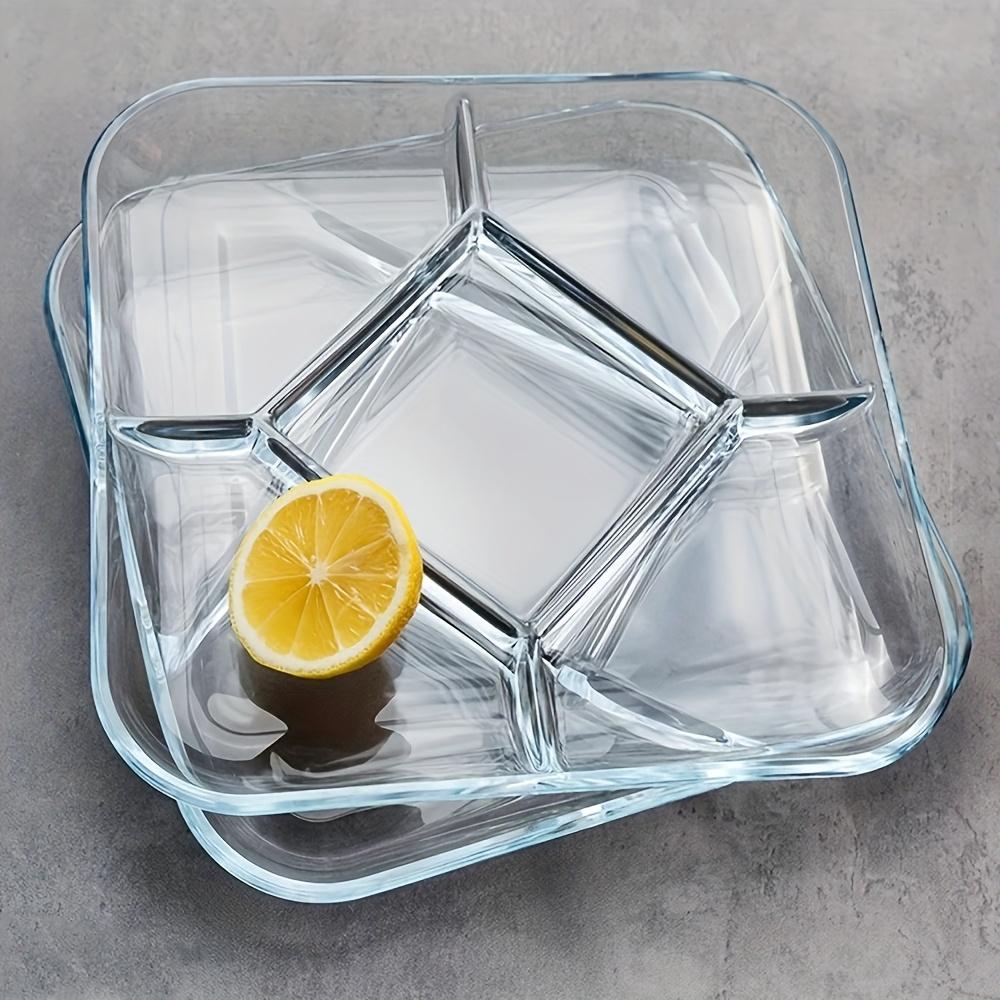 Phoenix Transparent Heat Resistant Glass Dumpling Plate with Vinegar Dish Multi Compartment Breakfast Tray