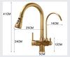 Matte Black Kitchen Faucet with Pure Water Function Dual Handle Tap Deck Mounted 360 Rotation Pull Out Hot Cold Mixer Taps