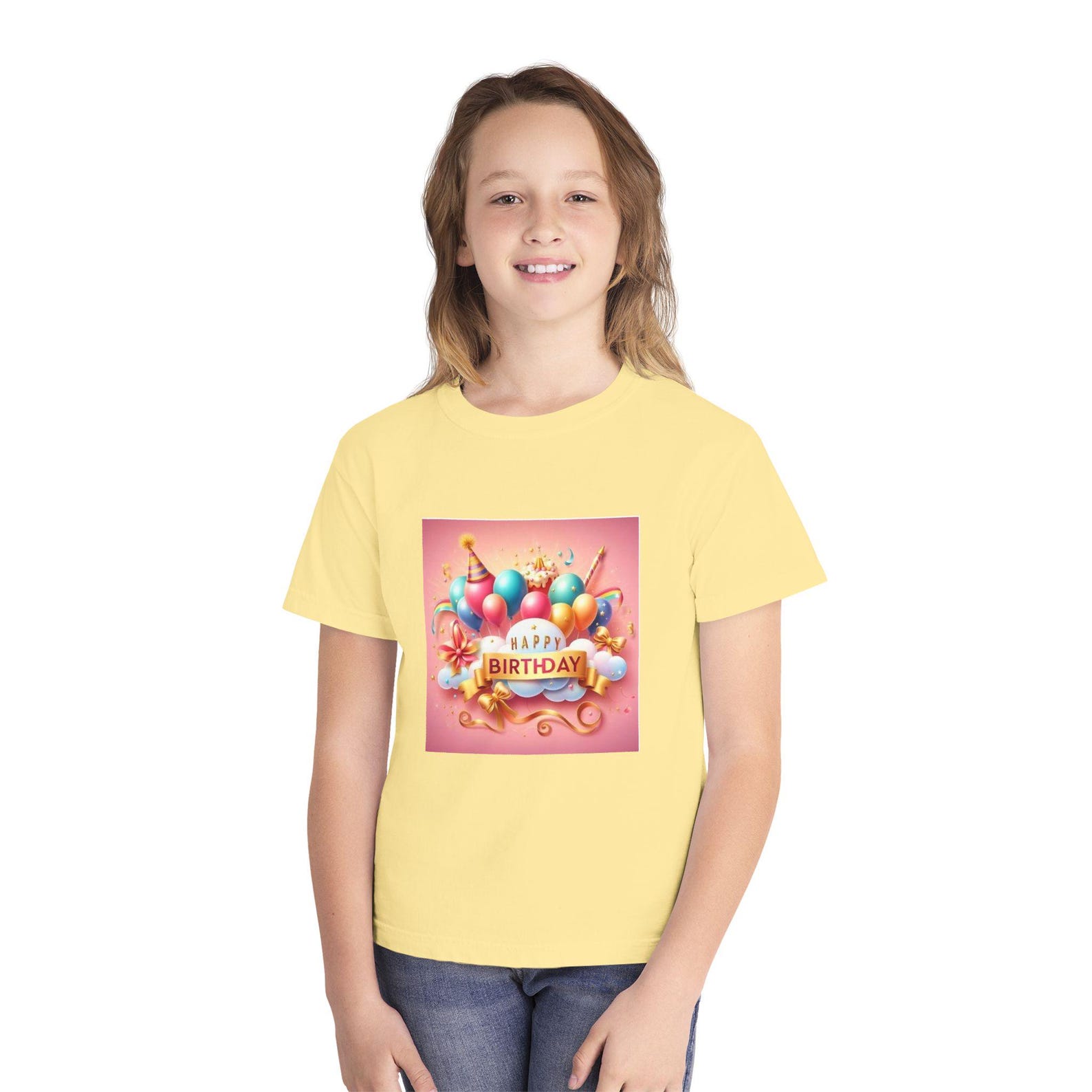 Happy Birthday Balloons graphic Youth Tee | Kids Birthday Shirt, Party Confetti Design 100