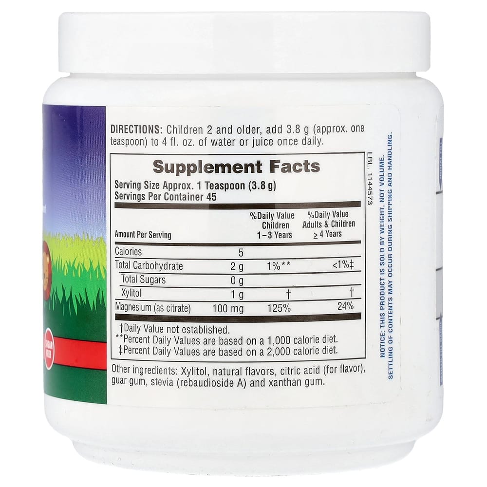 Nature's Plus Mag Kidz Animal Parade Children's Magnesium Powder Supplement, Cherry, 171g (0.38lb)