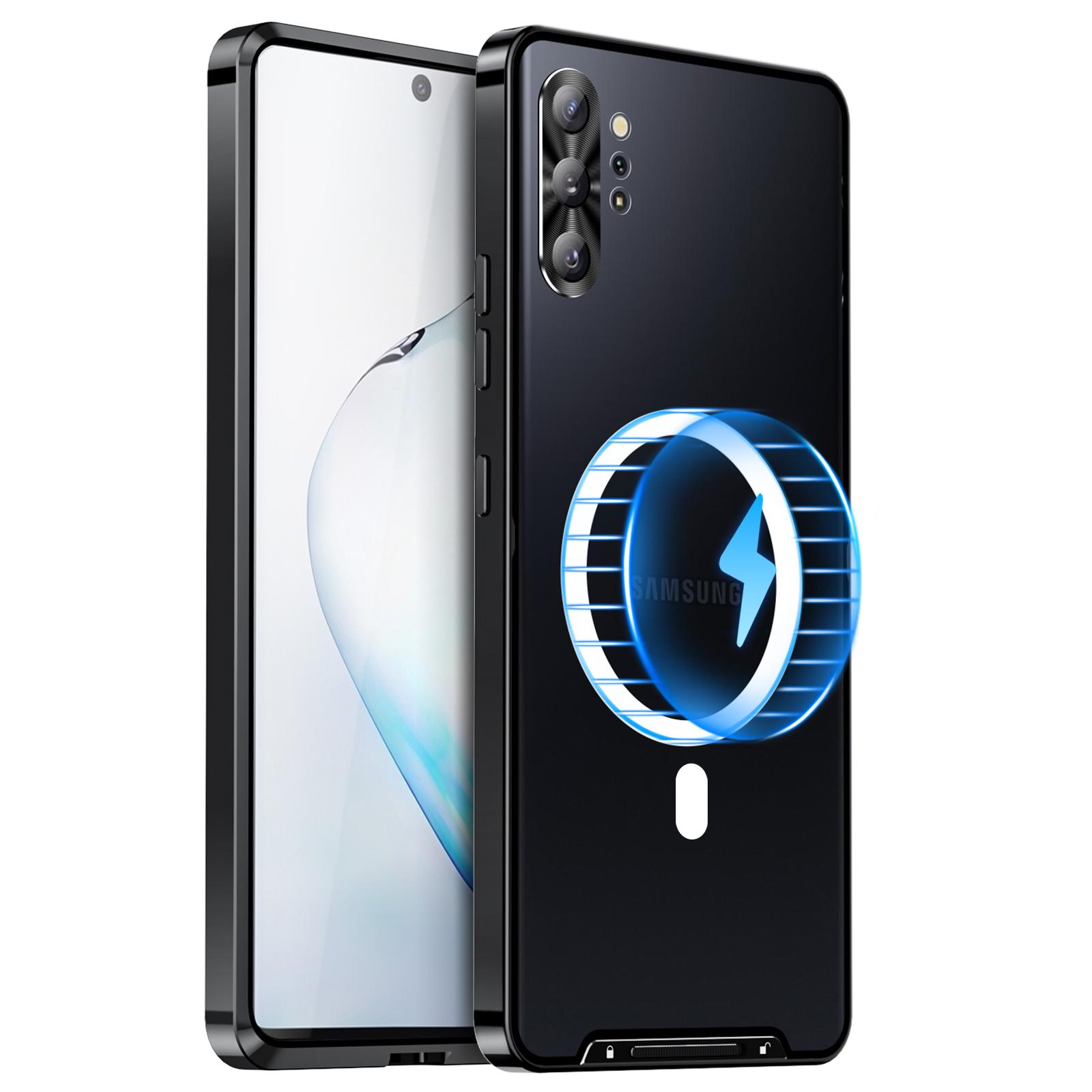 

Anti-scratch Phone Cover For Samsung Galaxy Note 10 Plus 4G Metal Edge+Lens Protection Matte Phone Case Black