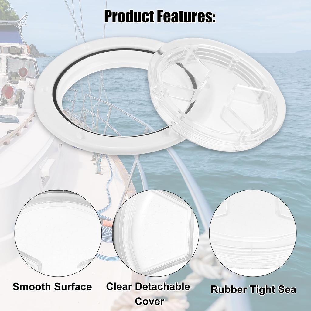 uxcell 4" Boat Hatch Round Inspection Deck Plate Marine Access Hatch with Removable Transparent
