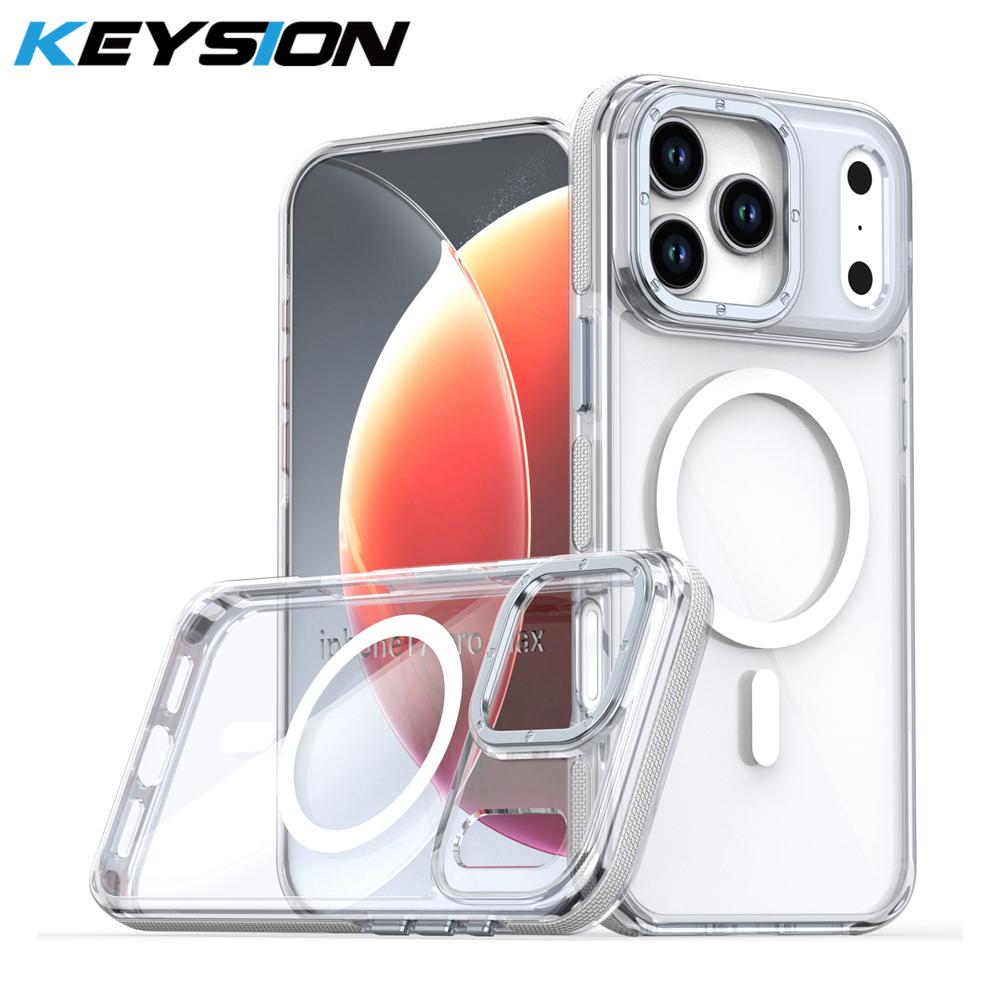 KEYSION HD Transparent Magnetic Case for MagSafe for iPhone 17 Pro Max Wireless Charging Shockproof Phone Cover for iPhone17 Air