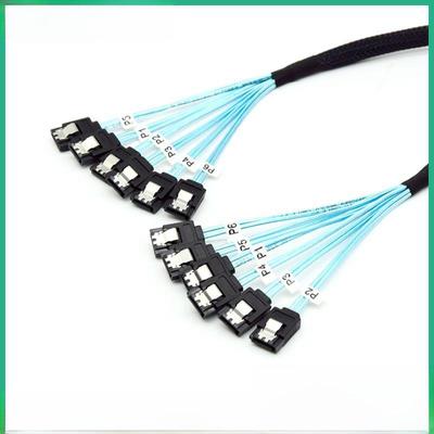 6-Pin MiniSAS To 4 SATA 3.0 Data Cable with Braided Mesh for Computer Hard Disk