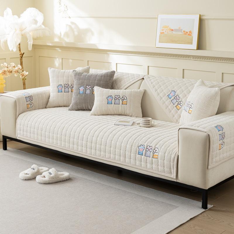 Corduroy Sofa Cushion Autumn And Winter Thickened Warm Plush Seat Cushion New Non-Slip Cover Cloth Leather Cover