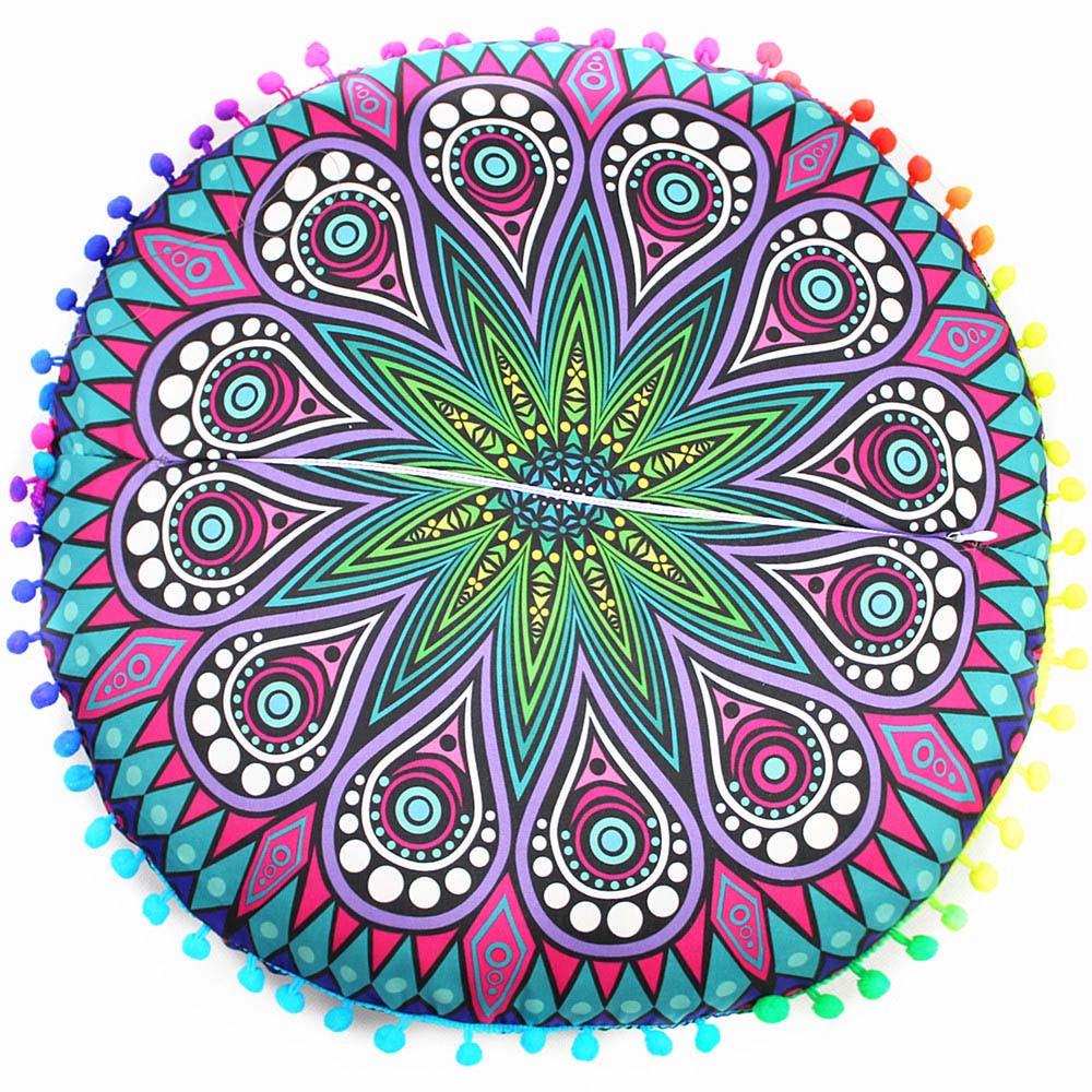 Indian  Floor Pillows Round Bohemian Cushion Pillows Cover Case Cushions 