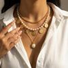 European & American Style Multi-layer Pearl Coin Necklace with Baroque Pendant and Clavicle Chain