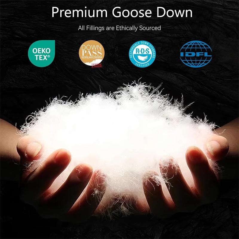 Ultra-Warm Goose Down Comforter, Pinch Pleat Duvet Insert, Lightweight Fluffy Duvet for All Season, Premium 100% Cotton Shell