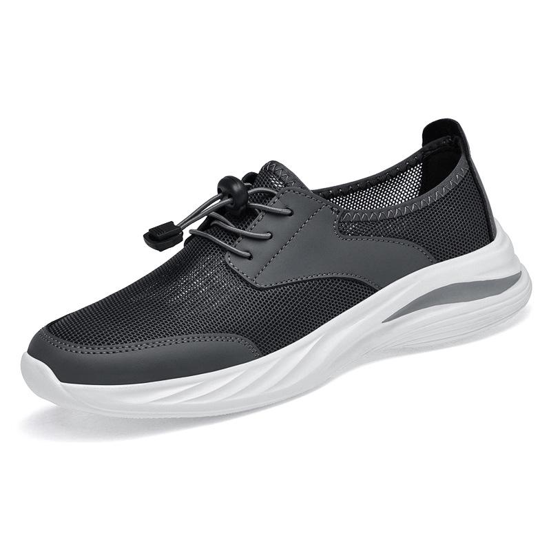 Men s Summer Mesh Sneakers: Breathable, Height-Boosting, Trendy Casual Shoes with Thick Sole. 44 серый