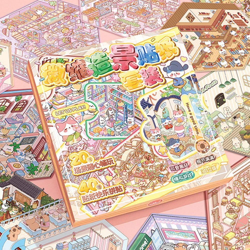 3D Miniature Scene 3D Stickers DIY Notebook Sticker Cartoon Landscape Sticker Book  Children Gift