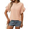 A New Summer Solid-color Round-neck Short-sleeved T-shirt with Lotus Leaf Sleeves for Women