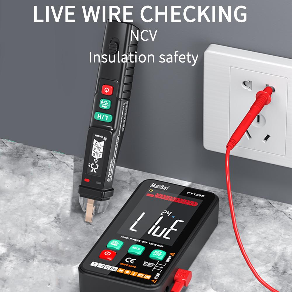 

Color Screen Digital Multimeter FY128C/129C 5999 T-RMS Profesional Electrician Tester DC AC Voltage Capacitance Multimetre