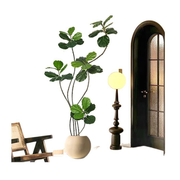 Large Potted Fiddle-Leaf Fig: Luxury Faux Green Plant for Living Room Decor