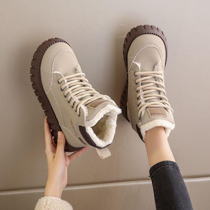 Bomullsskor damskor sammet höga sport- och fritidsskor platå snökängor varma korta stövlar