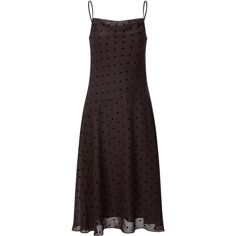 Elegant Polka Dot Strap Dress XS
