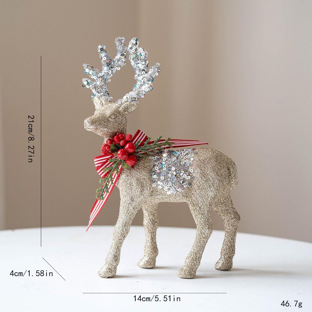 Glittering Glitter Deer Decor Flocking Fabric PVC Christmas Deer New Xmas Tree Pendant  Home