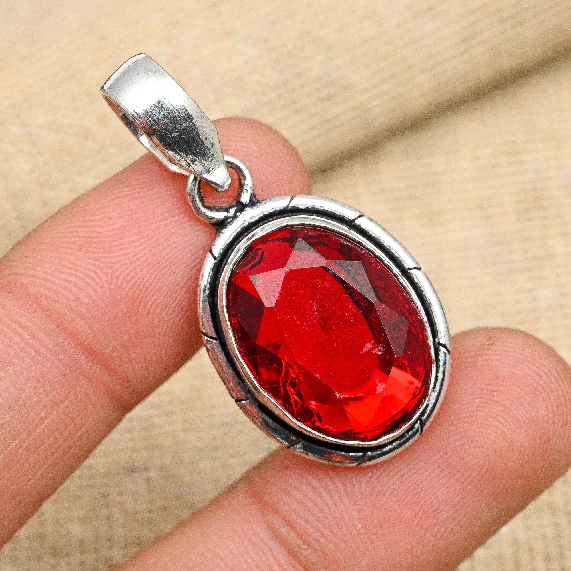 

Ювелирный кулон ручной работы из стерлингового серебра 925 пробы с красным гранатом для женщин