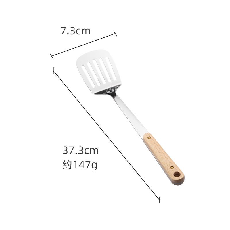 HANYANG Espátula de acero inoxidable, utensilios de cocina, espátula con mango de madera, espátula para cocinar