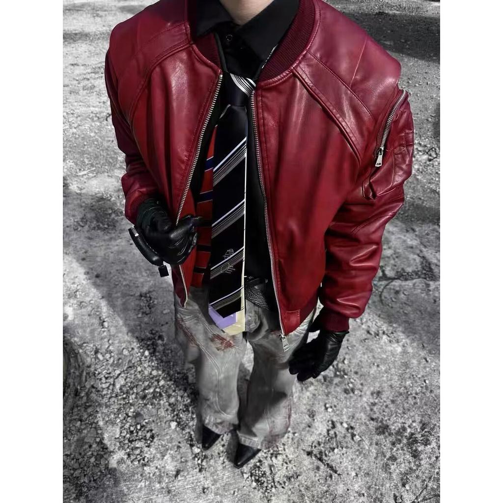 New ins trendy snake pattern leather spell a coefficient leather jacket versatile lazy Harajuku temperament simple literature and art