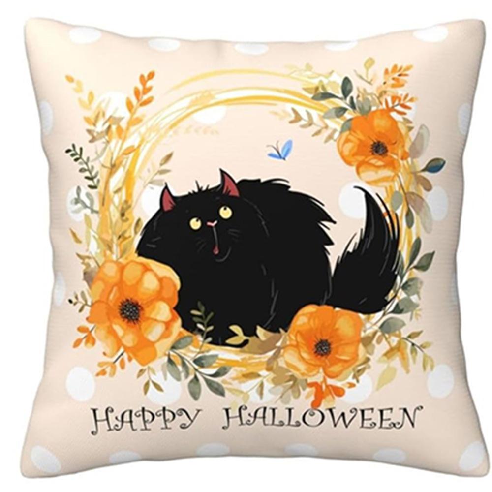 

Spooky and Festive Halloween Pillowcases: Happy Halloween, Ghosts, Cats, and More! Sofa cushion cover, gift 16x16Inch