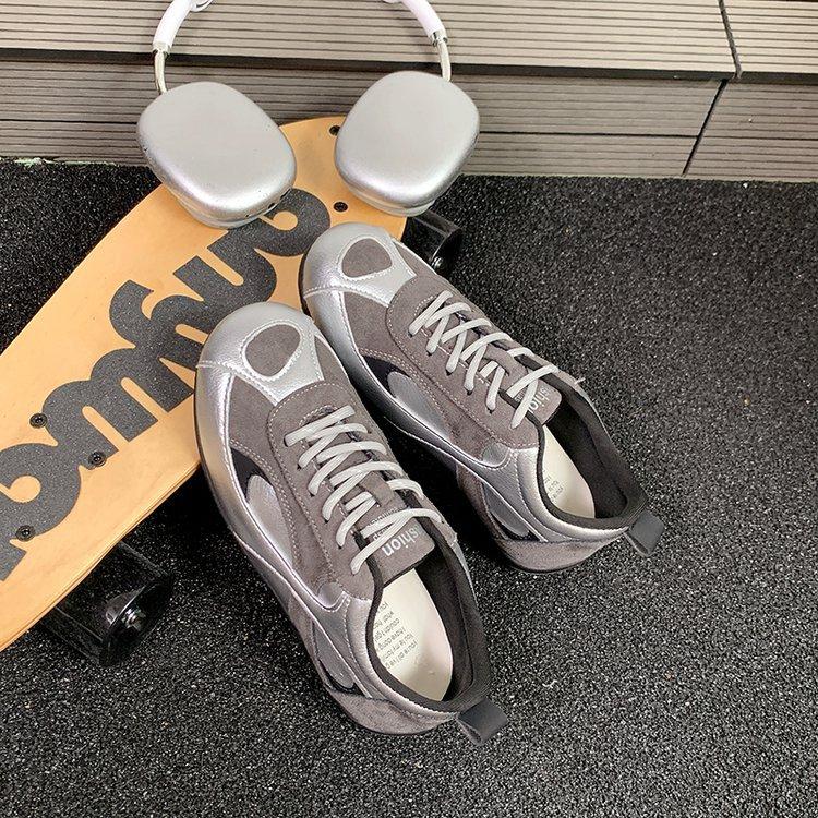 2025 autumn new niche design Maillard retro color matching Forrest Gump burgundy German training shoes versatile sports and leisure shoes