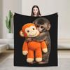 Punch Japanese Monkey Friendship Blanket Fleece Printed Multifunction Lightweight Throw Blankets for Home Outdoor Quilt