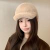 Winter Faux Mink Korean Baseball Cap for Women - Thick Warm Duckbill Hat