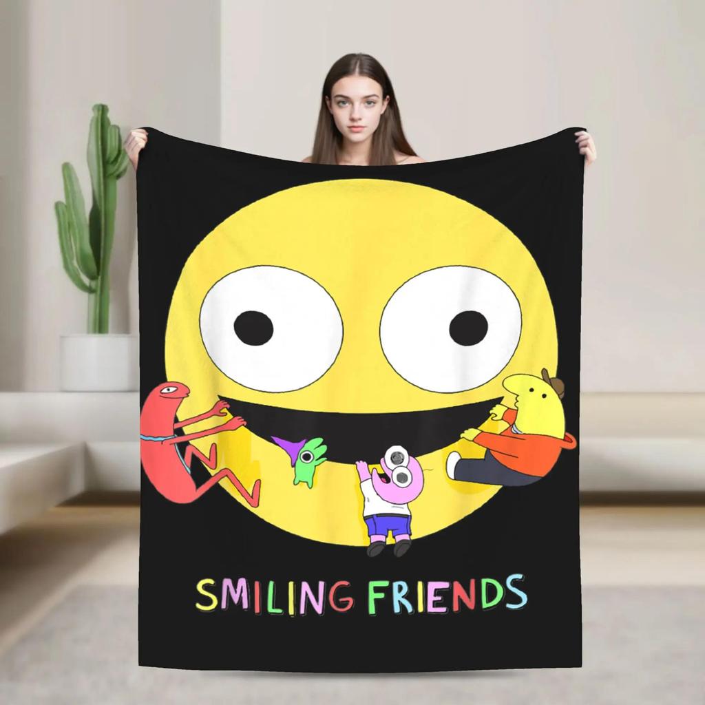 Soft Flannel Throw Blanket for Students Airplane Travel Living Room Sofa Bed  Smiling Friends Ducks Design