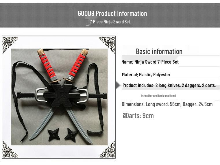 7-Piece Samurai & Ninja Toy Set: Swords, Daggers, Deadpool Cosplay Props
