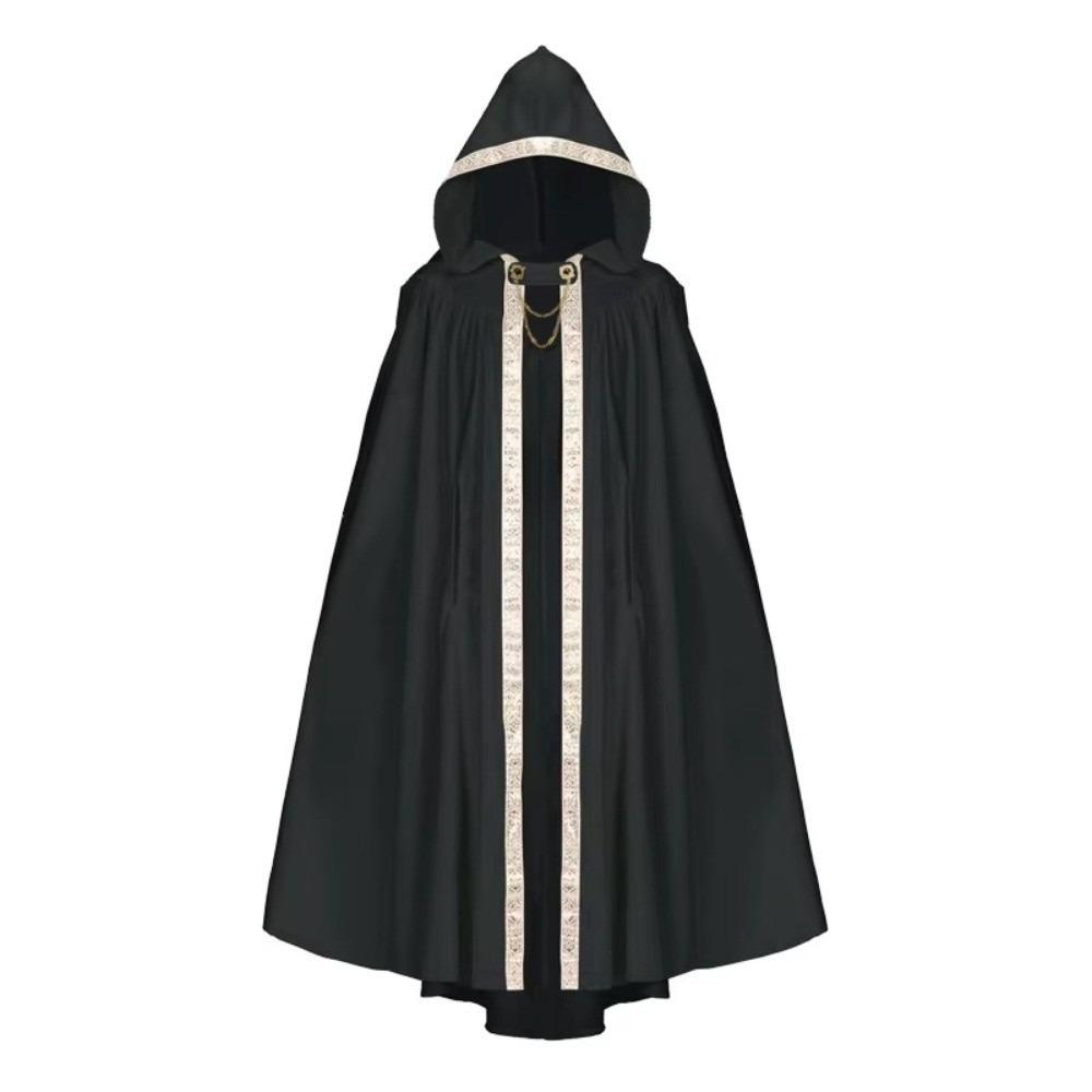 Mantello Medievale con Bordo a Nastro Pastorale Mantello con Cappuccio Fantasy Mantello da Guerriero Mantello di Halloween Adulto