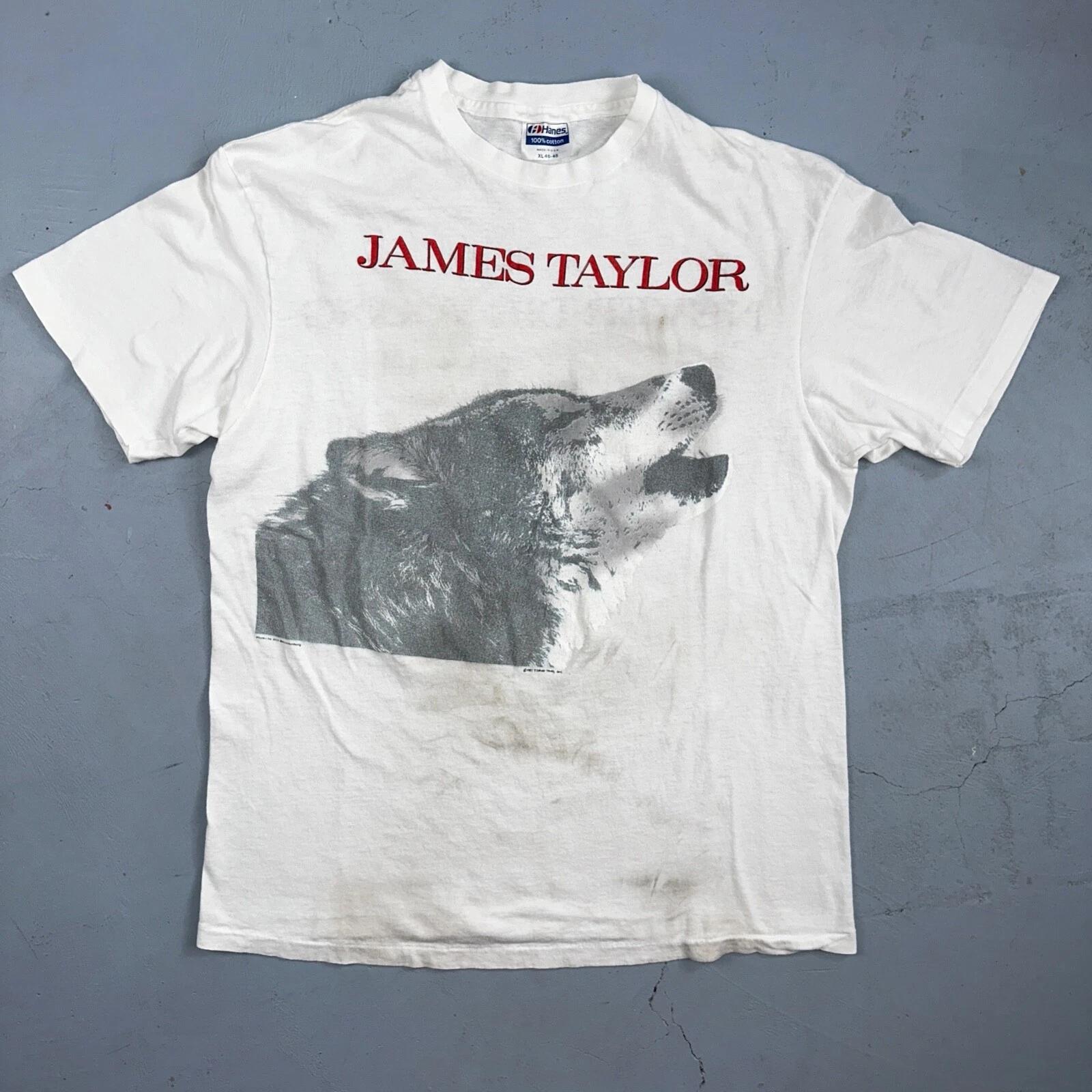 

James Taylor Never Die Young VTG T Shirt 80s Hanes XL Howling Wolf RARE Concert 4XL