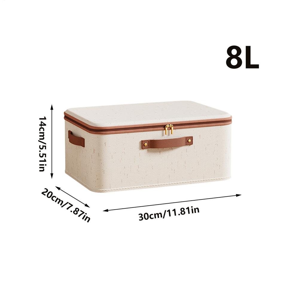 Large-capacity cotton and linen clothing storage box, zippered garment organizer, foldable wardrobe drawer storage box