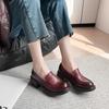 Classic retro British style loafers women's small height-increasing single shoes thick heel one pedal simple black small leather shoes