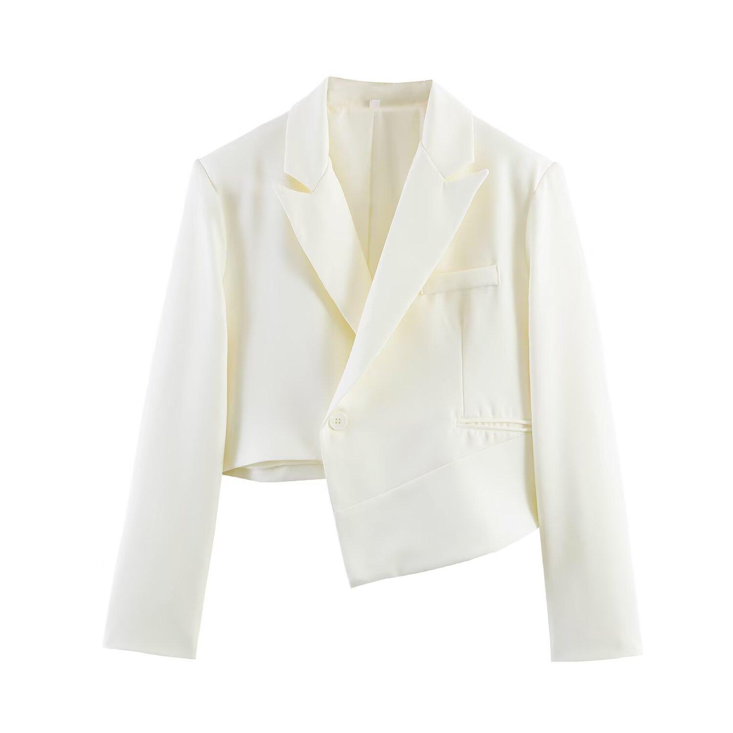 European and American style, new women s clothing, foreign style, fashionable, casual two-color irregular blazer S белый