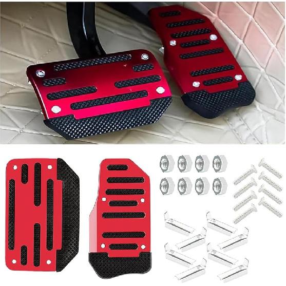 2PCS Non-Slip Car Pedal Covers, Automatic Transmission Gas Pedal Brake Pedal Cover, Aluminum Alloy Pedal Pads For Safe Driving, Car Replacement