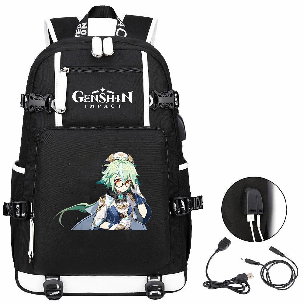 Genshin Original God, Peripheral Printing Backpack Large Capacity Travel Bag Student Computer School Bag