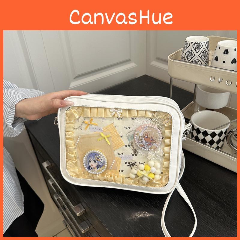 Color Large Solid Capacity Women Shoulder Bag With Compartment Transparent