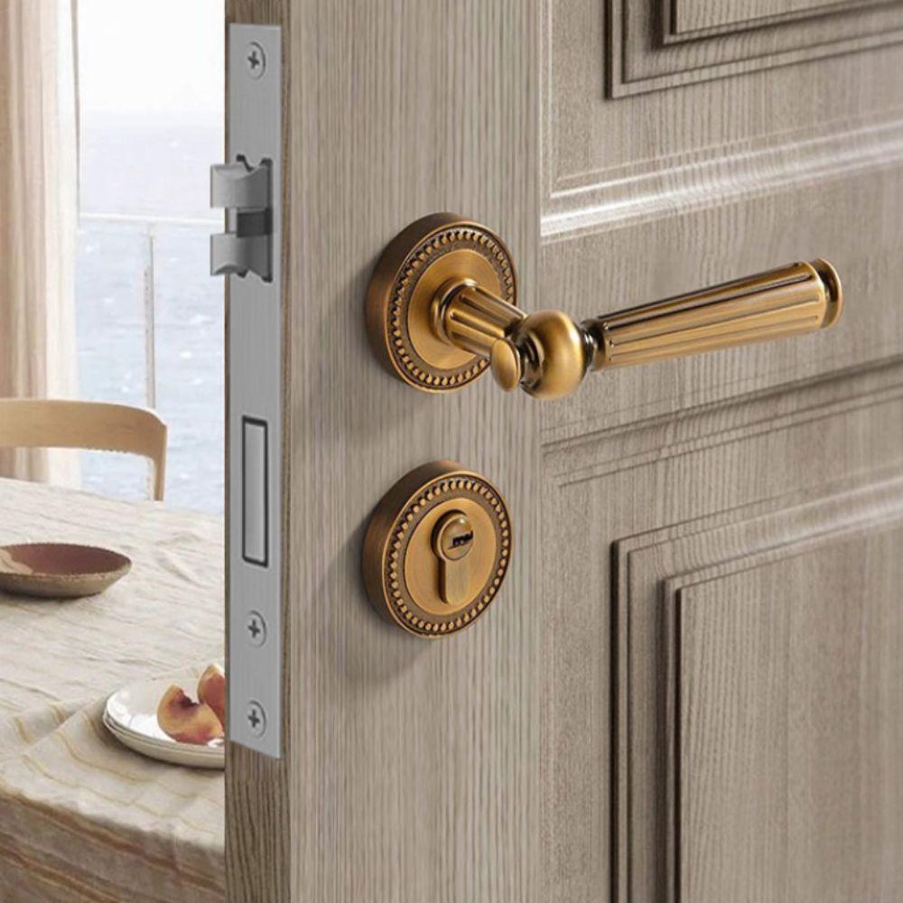 Retro Style Magnetic Suction Door Lock Simple Design Wooden Door Handle Split Door Lock  Bedroom
